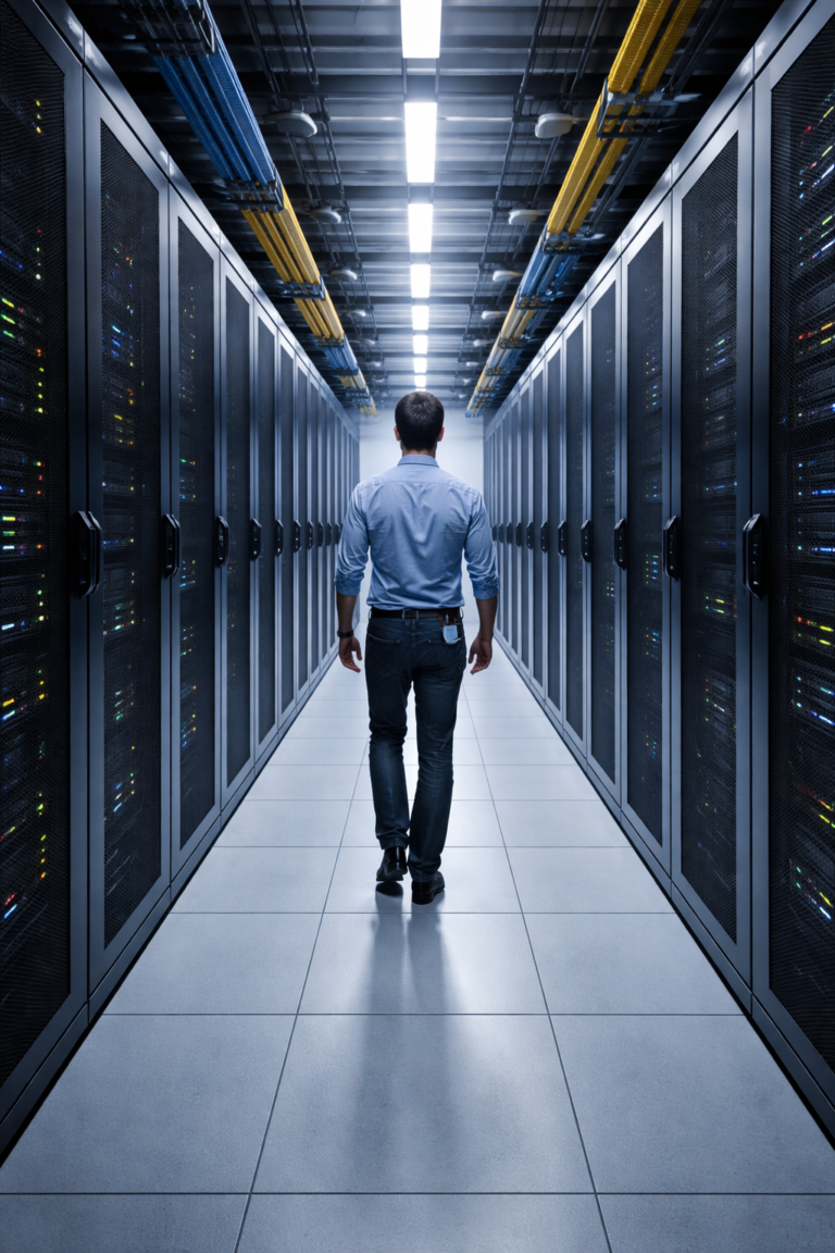 Data center with man - T50 Tank Containers