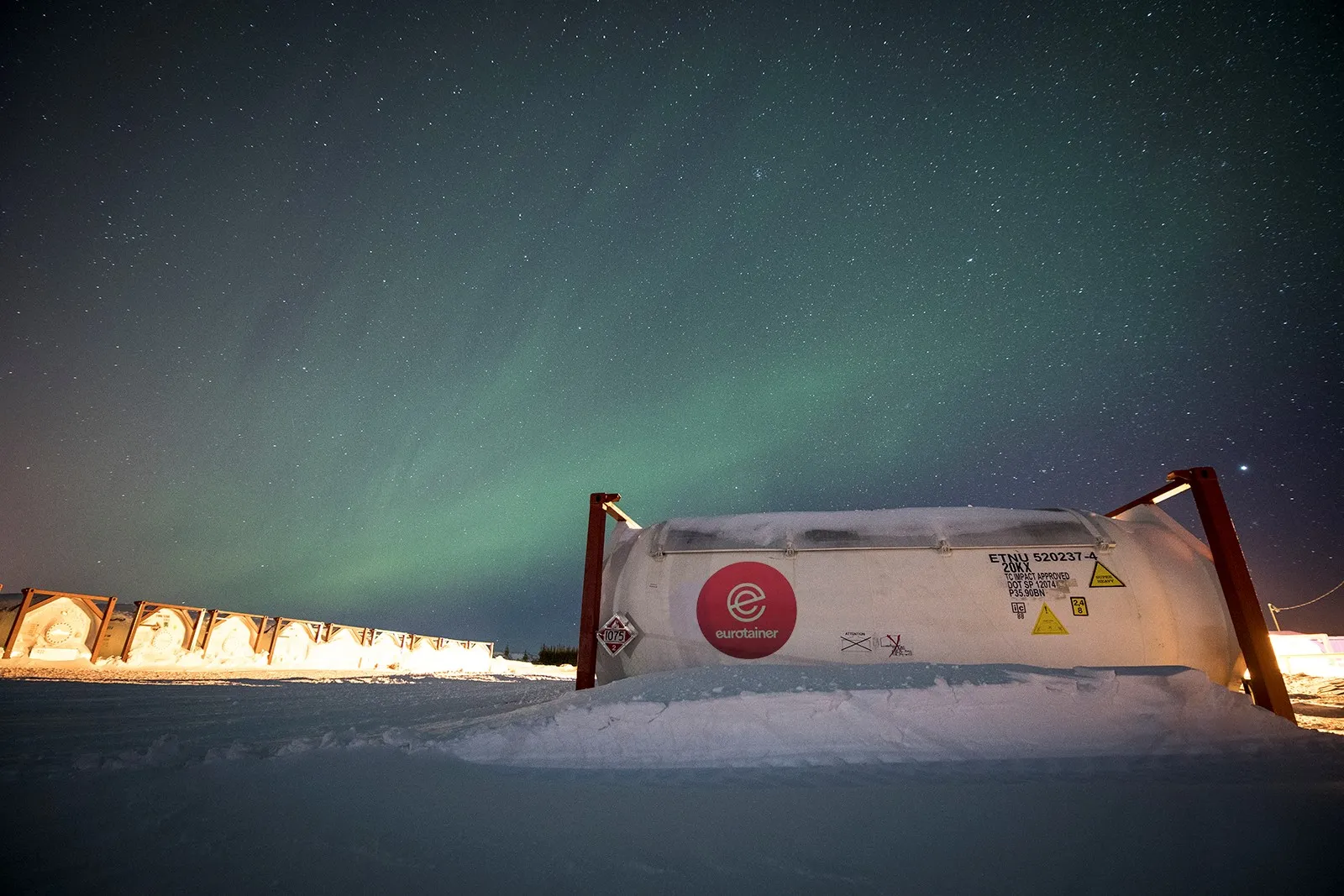 gas tank container on snow eurotainer