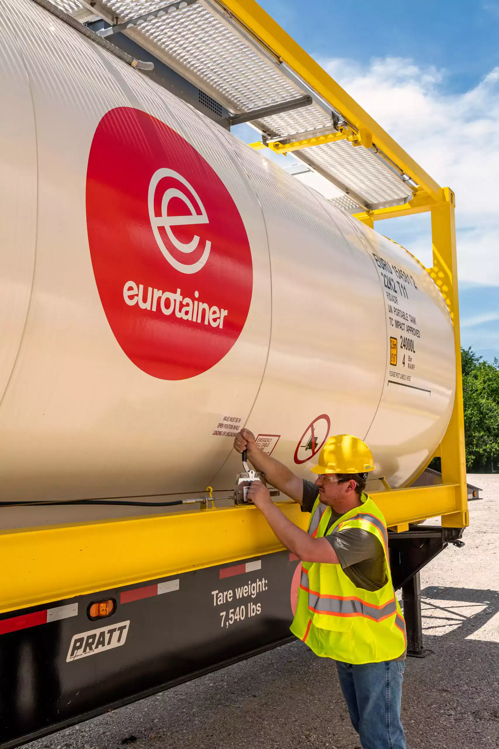 tank container liquid handle by technician eurotainer