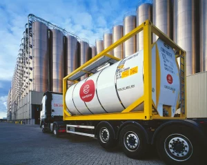 tank container on the truck on the plant - eurotainer