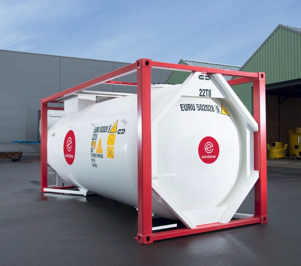 Gas tank container T50 storage on depot - eurotainer