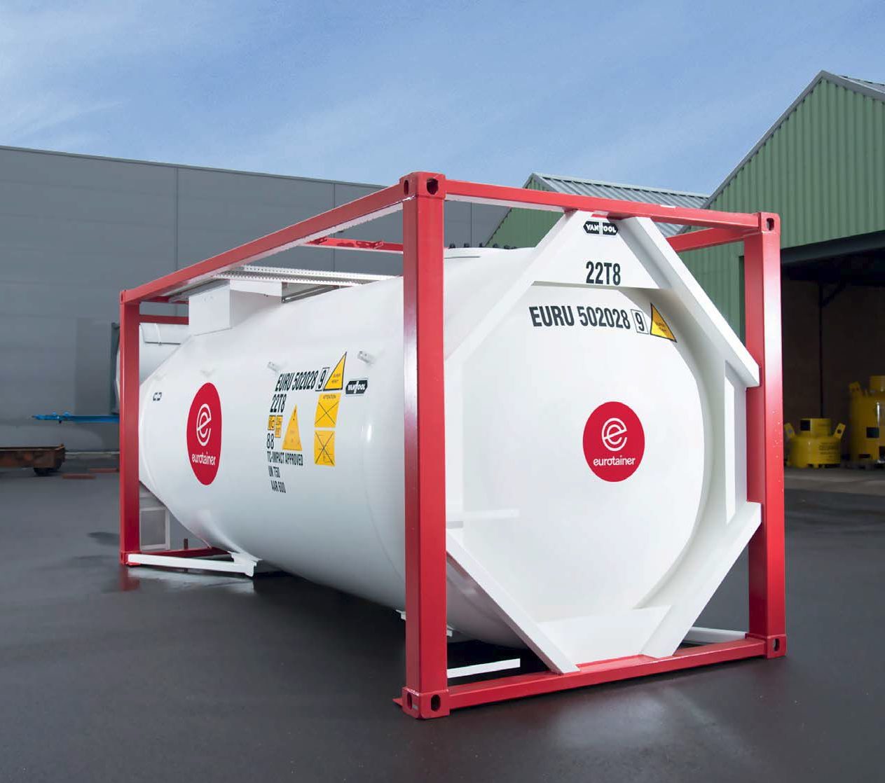 Gas tank container T50 storage on depot - eurotainer