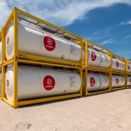 Tank containers liquid fleet on depot us - eurotainer